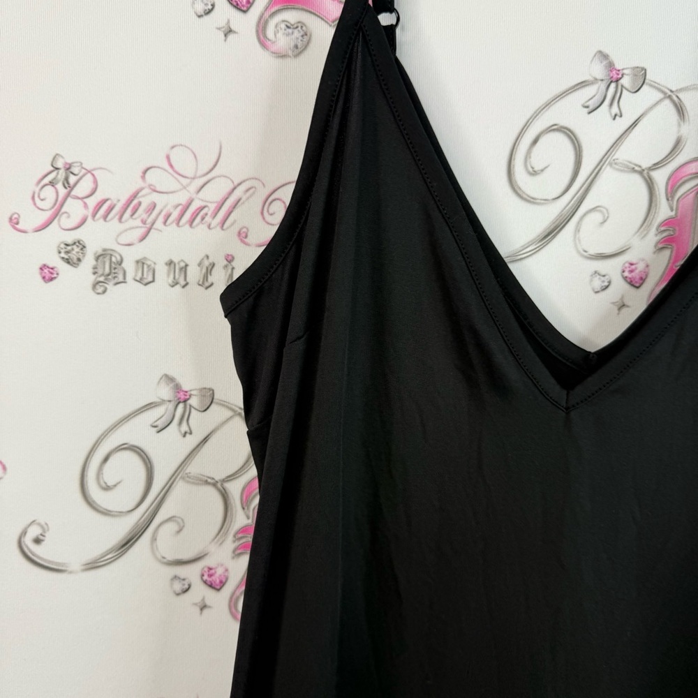 I am brave dress maxi long black stretchy slip Sleek Black Chemise - Picture 6 of 10